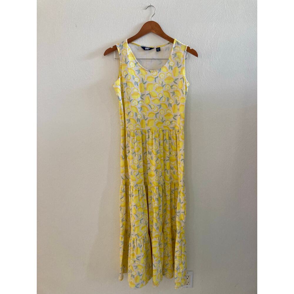 NWOT Lands' End Tiered Lemon print Maxi Dress Yellow sleeveless stretch XS (2-4) - Picture 3 of 8